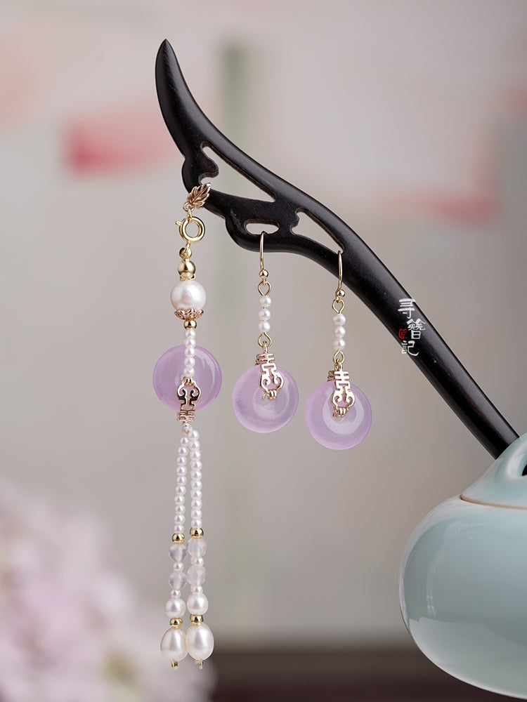 Hair Pin & Earrings: Lilac