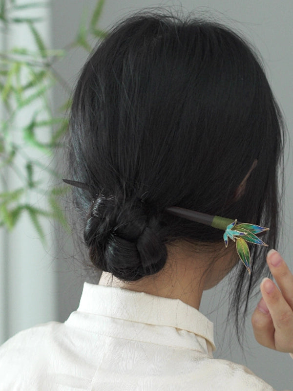 Green Sandalwood Hairpin for Hanfu & Cheongsam