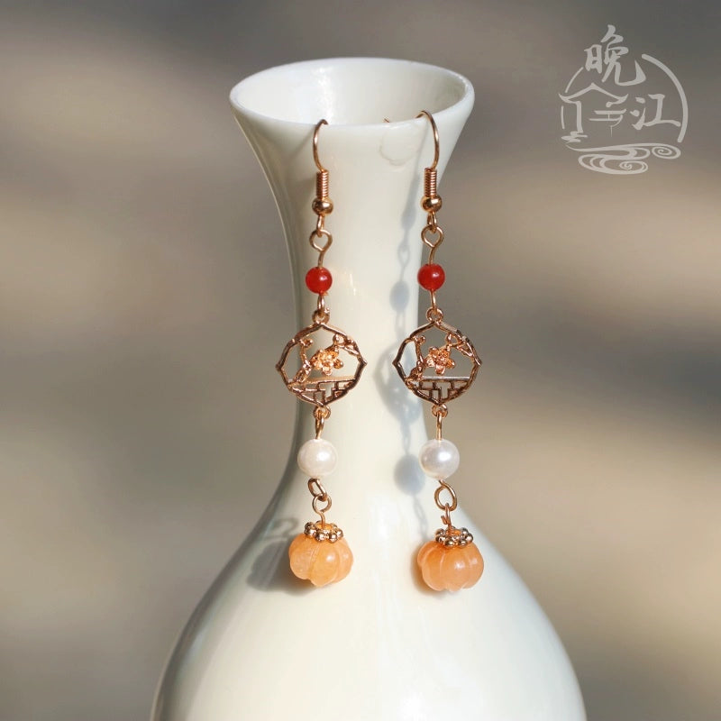 Pumpkin Chinese Style Earrings