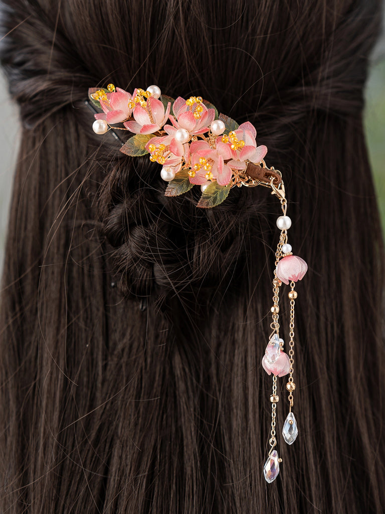 Falling Cherry Blossom Poetry - Hanfu Hair Accessories Set, Romantic Ancient Style Hairpins