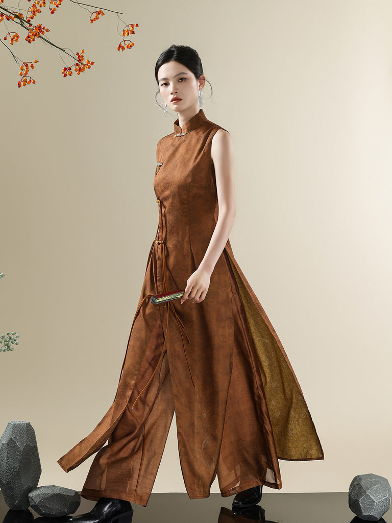 chinese style dress Modern Ode-Inspired Qipao BeYou Clothing Time for Shipment Dark Red Prom Dress Size:10 (M)