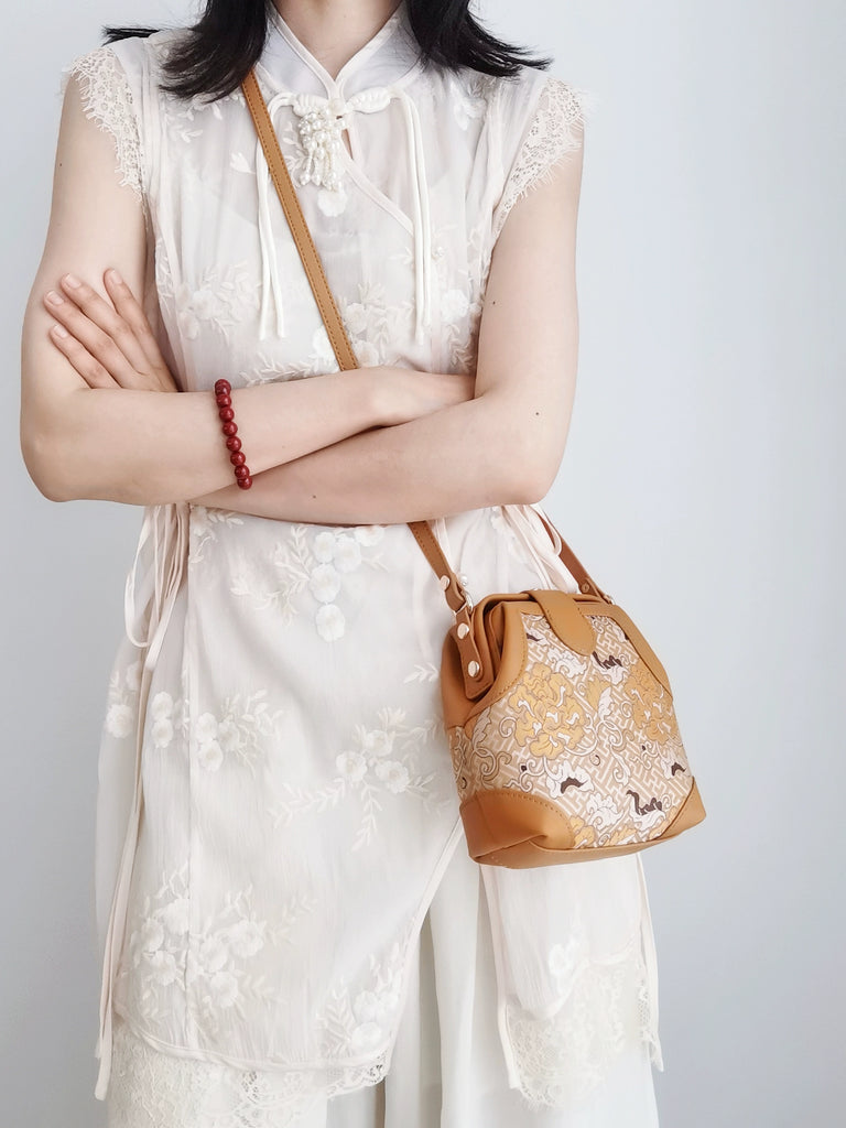 Golden Flowers Crossbody Bag for Women