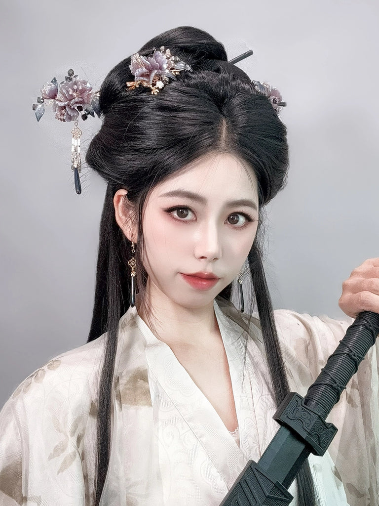 Ink Cloud Black and Purple Ancient Style Hair Stick