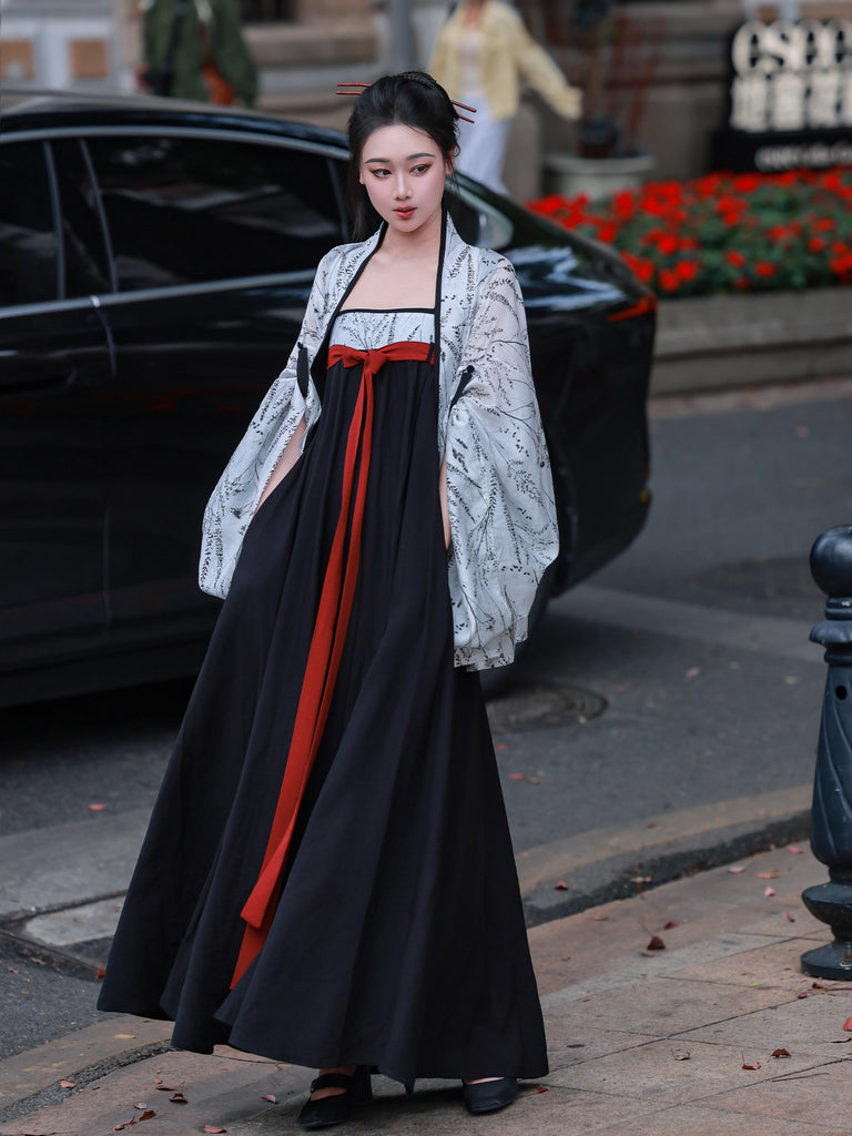 Xuan Mo | Modern Chinese Hanfu Set with Jacket and Elastic Qixiong Str ...