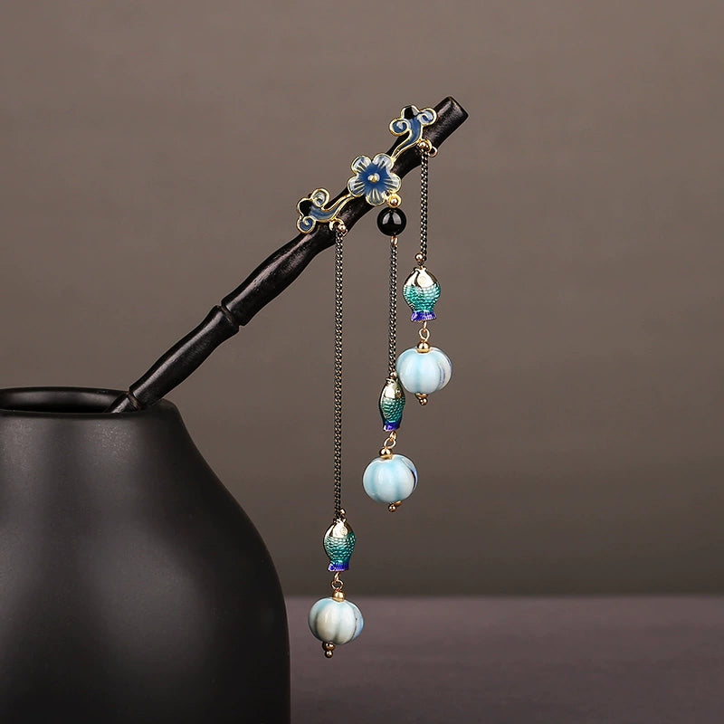 Ebony Sandalwood Hair Stick: Droplets