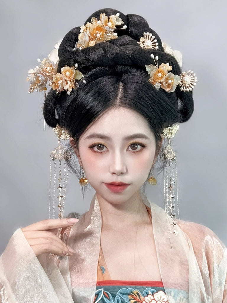 Amber Glow of Autumn - Hanfu Hair Stick & Accessories Set, Classical Chinese Hair Ornaments