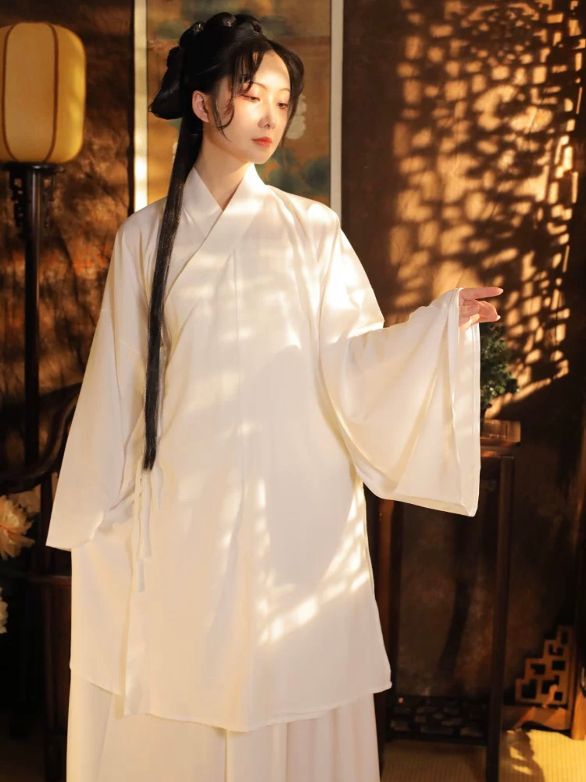 hanfu dress layers Pink Traditional Wei-Jin Style Double-Layer Hanfu Dress Set